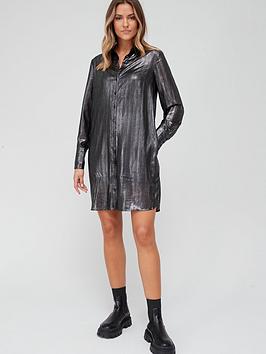Superdry Studios Sparkle Shirt Dress - Black, Black, Size 8, Women