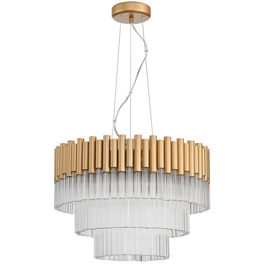 Spring Lighting - Spring Contemporary Pendant Ceiling 7 Light Gold, Crystal
