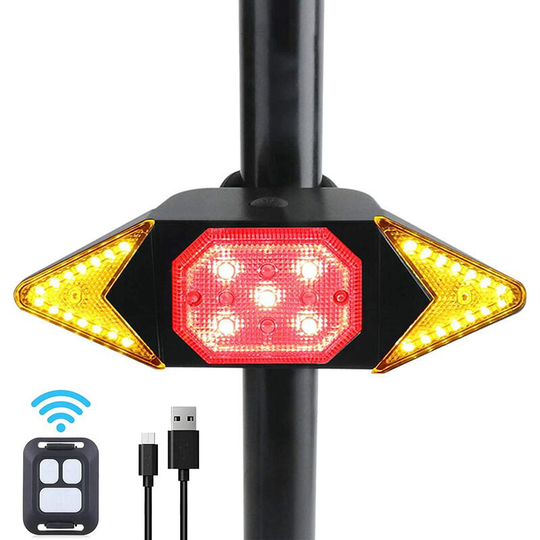 Aougo - Rear Bike Lights, Waterproof Wireless Remote Control Bicycle Rear Tail Lights,Bike Turn Signal in 6 Lighting Modes for mtb Road Safty Night