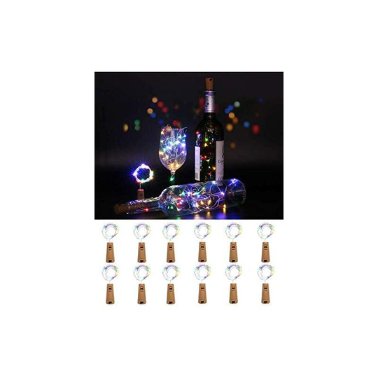 12 Pack] Cork Wine Bottle String Lights, 2m 20 led Copper Wire String Lights for Parties, Wedding, Christmas, diy (Multicolor)