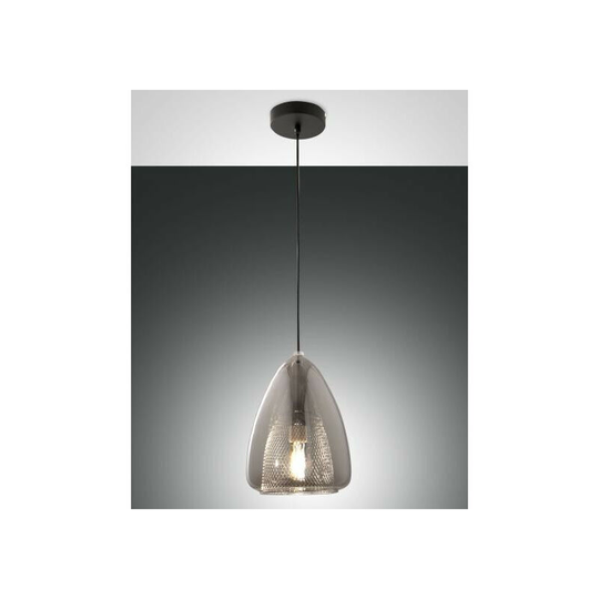 Fabas Luce Britton Dome Pendant Ceiling Lights Transparent Grey Glass, E27