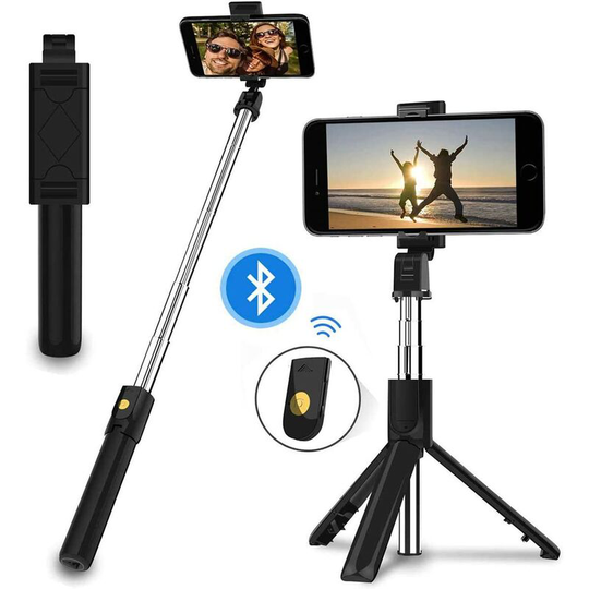 Litzee - Selfie Stick, Extendable Bluetooth Selfie Stick, Portable Selfie Stick with Detachable Wireless Remote & Stable Tripod Stand, Compatible