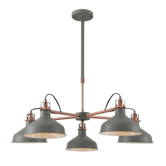 Telescopic 5 Light, 5 x E27, Sand Grey, Copper, White - Luminosa Lighting