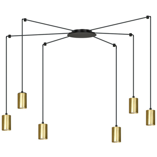 Emibig Traker Black/Gold Cluster Pendant Ceiling Light 6x GU10