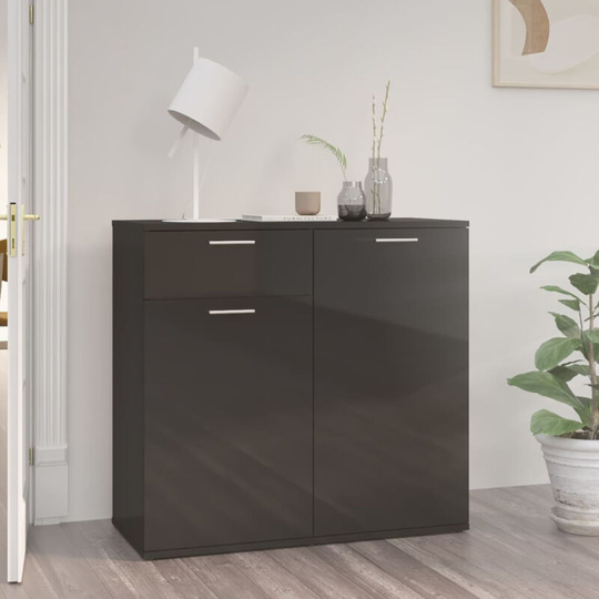 Sideboard High Gloss Black 80x36x75 cm Chipboard