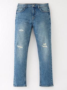 V By Very Boys Slim Distressed Fashion Jean - Light Wash