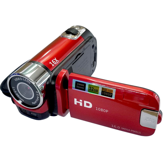 Us/eu/uk/au Plug 1080p Vlog Camera 16Million Pixel Dv Camcorder 16x Digital Zoom Video Camera Built-in Mic (32G, Red)