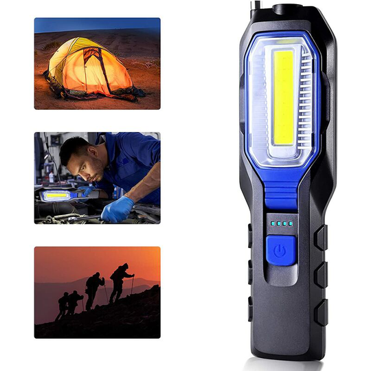 Aougo - Inspection Light, Rechargeable led Work Light, cob Work Light, led Torches, with Magnetic Base and Hanging Hook for Automotive Workshops,