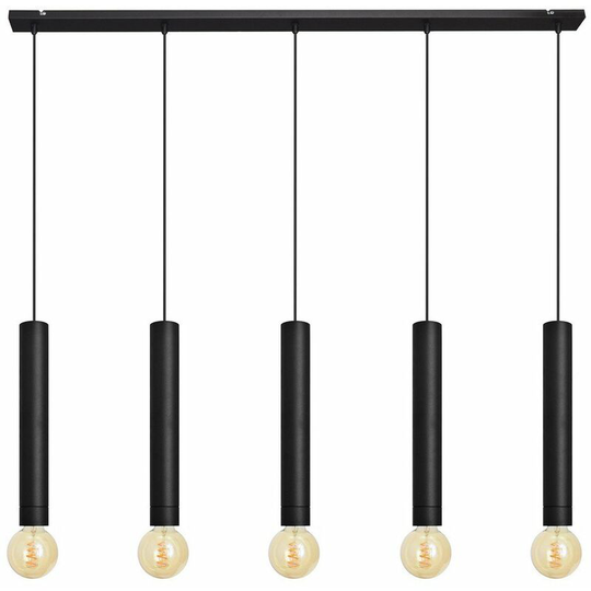 Helam Lighting - Helam Tuba Straight Bar Pendant Ceiling Light Black 120cm