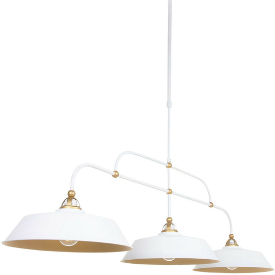 Sienna Nove Straight Bar Pendant Ceiling Light White Matt, Gold