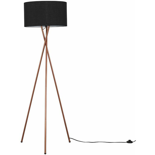 Camden Tripod Floor Lamp in Copper with Drum Shade - Black - No Bulb