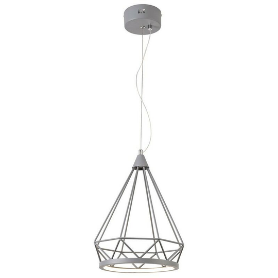 Small Diamond Caged Ceiling Pendant, 1 x 8W led, 3700K, Matt Grey - Luminosa Lighting