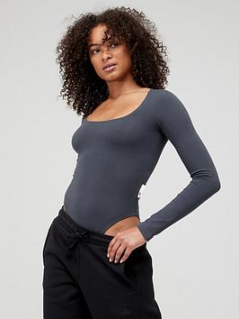 adidas Studio Lounge Bodysuit - Dark Grey, Dark Grey, Size Xs, Women