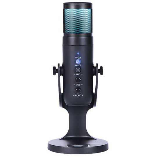 Asupermall - usb Condenser Microphone Tabletop Desktop rgb Microphone with Stand Computer pc Plug & Play Microphone with Colorful Lights Volume
