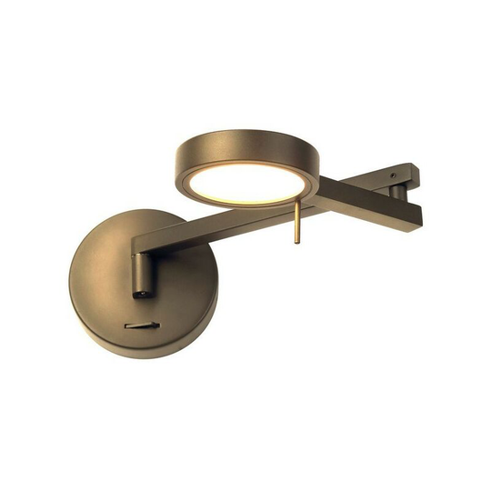 Luminosa Lighting - Adjustable Swing Arm Wall Lamp , Reader, 1 x 8W led, 3000K, Antique Brass