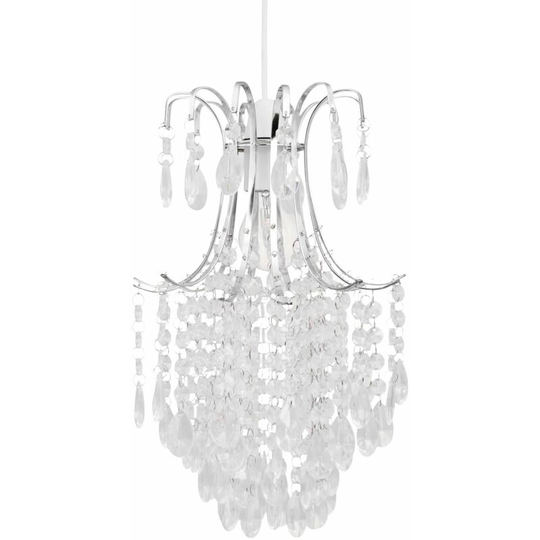 Chandelier Style Easy Fit Ceiling Light Shade - Polished chrome plate with clear acrylic detail