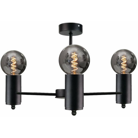 Keter Arde Multi Arm Semi Flush Ceiling Light Black, 60cm, 3x E27