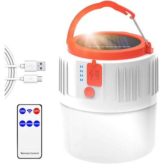 Aougo - Camping Light, Solar/USB Rechargeable led Camping Lantern with Remote Control for Tent IP45 Waterproof 2200mAh Hanging for Hiking, Camping,