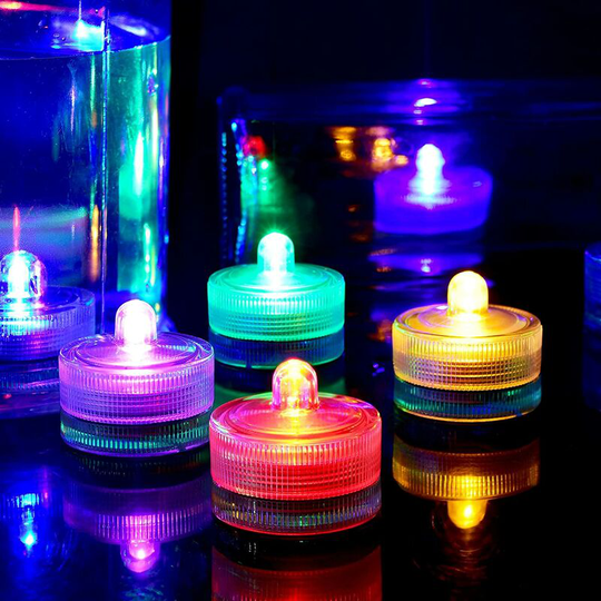 Aougo - rgb Waterproof Underwater Round Mini led Tea Lights Submersible Lights for Wedding Home Party Vase Festival Valentine's Day Decoration(