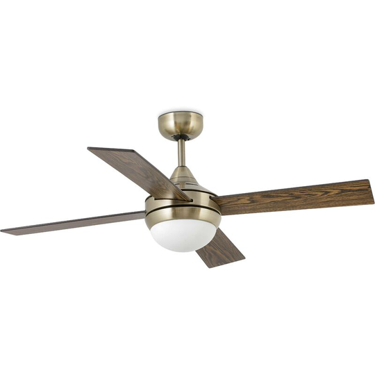 Faro Mini 2 Light Small Ceiling Fan Brown, Antique Brass with Light, E14