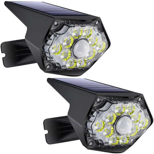 Aougo - Solar Motion Lights Outdoor, Solar Motion Sensor Security Lights ip 67 Waterproof Solar Security Lights for Garden, Patio, Yard (Pack of 2)