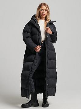 Superdry Studios Super Long Duvet Coat - Black, Black, Size 14, Women