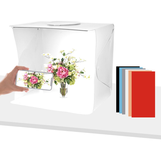 Asupermall - Andoer 40cm/ 15.7inch 10W Portable Foldable Mini Photography Light Box 5500K with 6 Color Backdrops Phone Clip Desktop Tripod usb Power