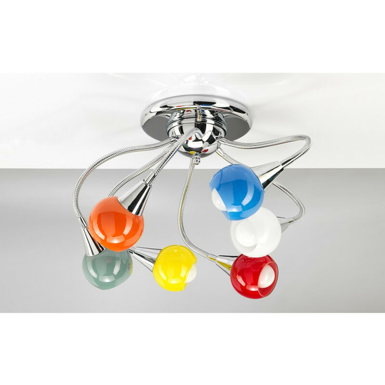 Onli Flex 6 Light Multi Arm Semi Flush Ceiling Lamp, Multicolour