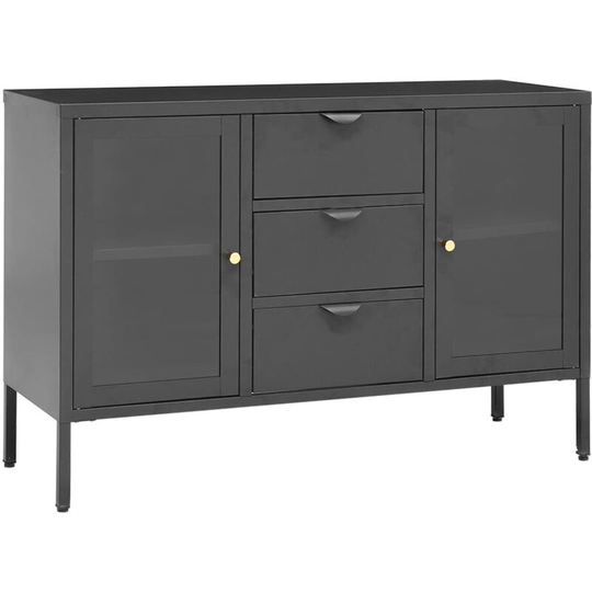 Sideboard Anthracite 105x35x70 cm Steel and Tempered Glass Vidaxl Anthracite