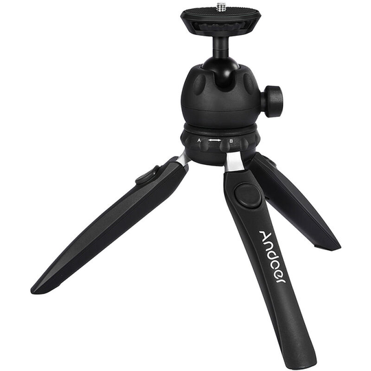 Andoer2 - Andoer H20 Mini Tabletop Tripod Portable Foldable Phone Camera Tripod Stand with Removable Ball Head with 1/4 Inch Screw,Black - Black