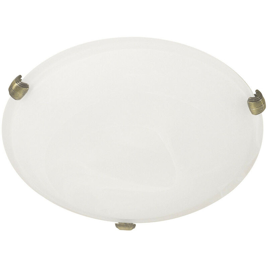Sienna Ceiling And Wall Flush Ceiling Light White Glass, Clamps Bronze, Glass Alabaster White