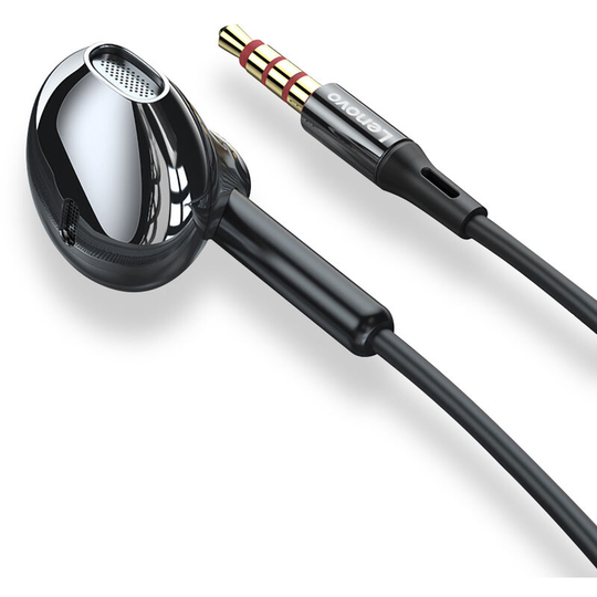 Lenovo - XF06 3.5mm Wired Headphone Semi-in-ear Noise Reduction Earphone with Graphene Diaphragm hd Microphone Wire Control Black,Black - Black