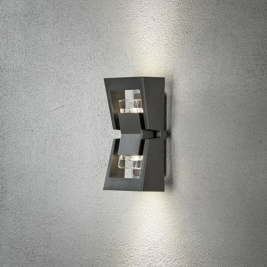 Konstsmide Potenza Outdoor Small Modern Up Down Wall Light, Anthracite GU10, IP54