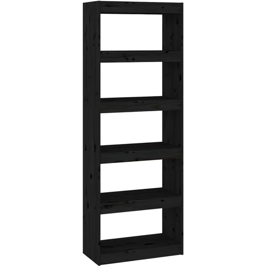 Book Cabinet/Room Divider Black 60x30x167.5 cm Solid Wood Pine Vidaxl Black
