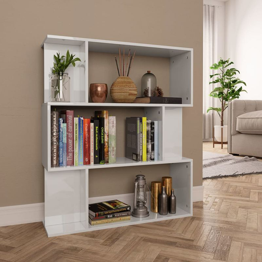 Asupermall - Book Cabinet/Room Divider High Gloss White 80x24x96 cm Chipboard