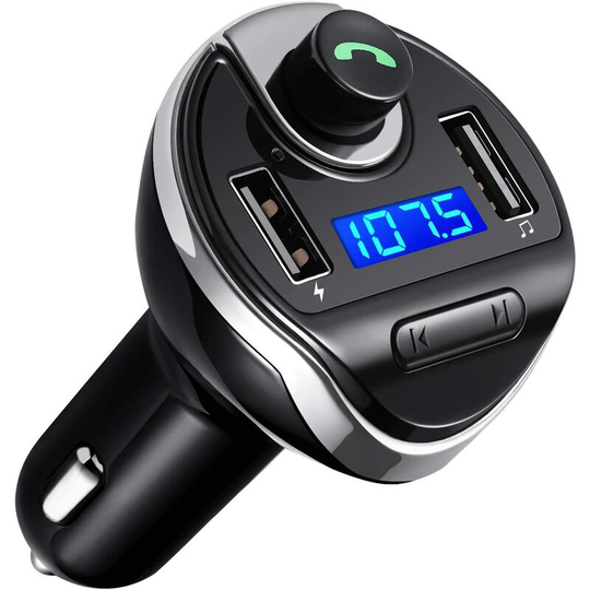 Naxunnn - Bluetooth fm transmitter, car adapter car, free hand car kit, MP3 player with microphone, car charger car with 2 usb port 5V/2.1A and 1A,