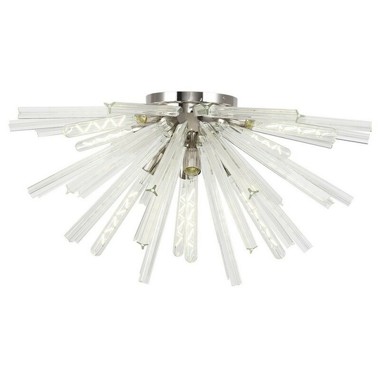 Luminosa 8 Light E27, Semi Flush Polished Nickel , Clear Glass