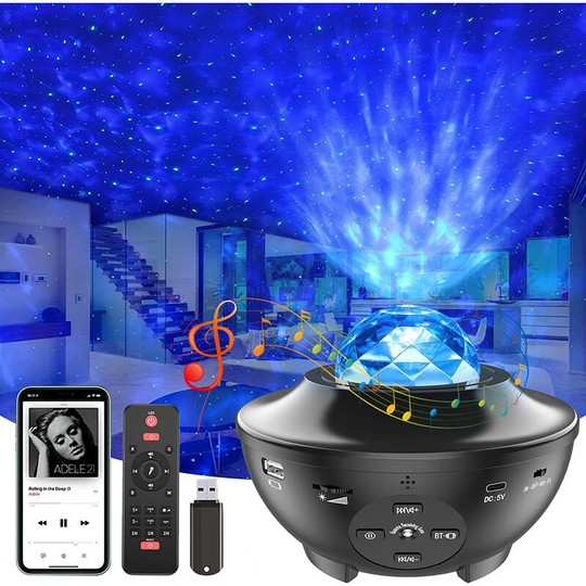 FVO - Star Sky Projector, Star Lamp Galaxy Projector led Planetarium Projector Starry Lamp, Kids Night Light with Voice Control/Bluetooth/Timer for