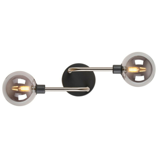 Luminosa Humphrey Wall Lamp, 2 Light G9, Graphite, Satin Nickel, Smoke Glass