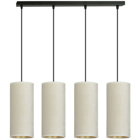Emibig Lighting - Emibig Bente Black Bar Pendant Ceiling Light with White Fabric Shades, 4x E14