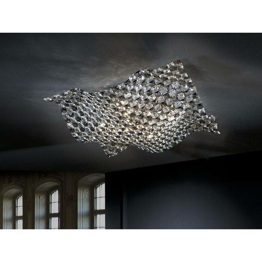Schuller Sat - 5 Light Crystal Flush Ceiling Light Chrome, G9
