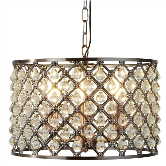 Searchlight Marquise - 3 Light Ceiling Pendant Copper with Glass Crystals, E14