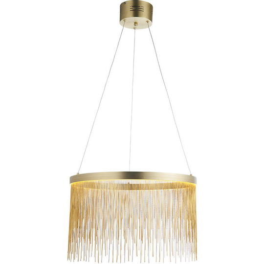 Endon Collection Lighting - Endon Zelma led Pendant Light Fine Gold Chain Waterfall Effect Satin Brass, Warm White