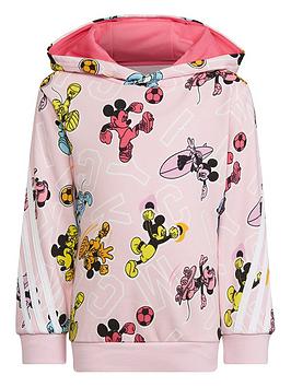 adidas Disney Younger Girls Mickey Mouse Overhead Hoodie - Light Pink, Light Pink, Size 6-7 Years, Women