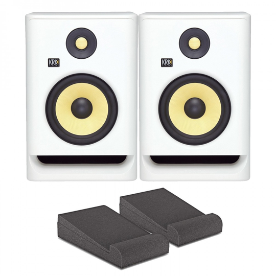 KRK ROKIT RP7 G4 Studio Monitors Pair with Isolation Pads White
