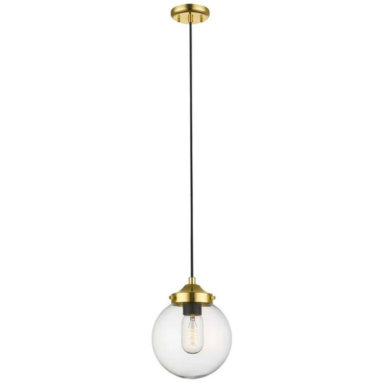 Zumaline Riano Globe Pendant Ceiling Light, French Gold, Glass, 1x E27