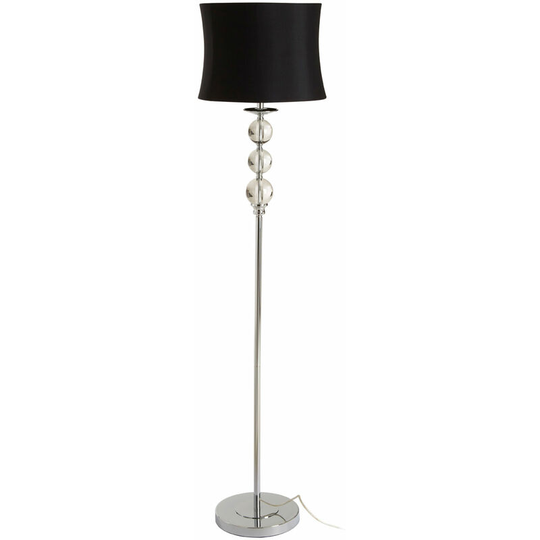 Premier Housewares - Wooden Bamboo Tripod Floor Lamp Tall Led Black Top Silver Finish Self Standing Lamps For Hallways Bedroom Livingroom W36 x D36 x