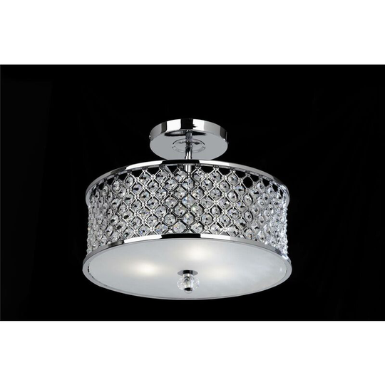 Endon Hudson - 3 Light Semi Flush Ceiling Light Metal with Crystal Beads & Glass Diffuser, E27
