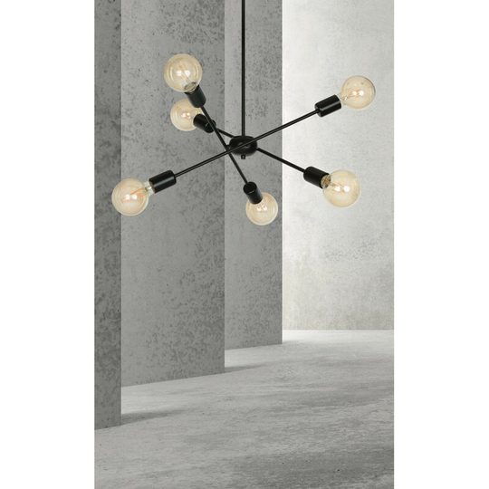 Emibig Proton Black Multi Arm Pendant Ceiling Light 6x E27