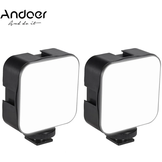 Andoer - Mini led Video Light Photography Fill-in Lamp 6500K Dimmable 5W with Cold Shoe Mount Adapter Compatible with Canon Nikon Sony dslr Camera,